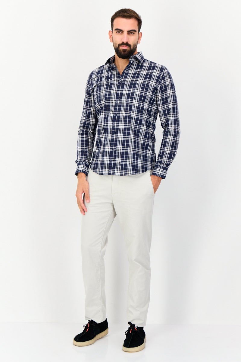 Kenneth Cole Men Slim Fit Checkered Long sleeve Casual Shirt, Multicolor - Image 4